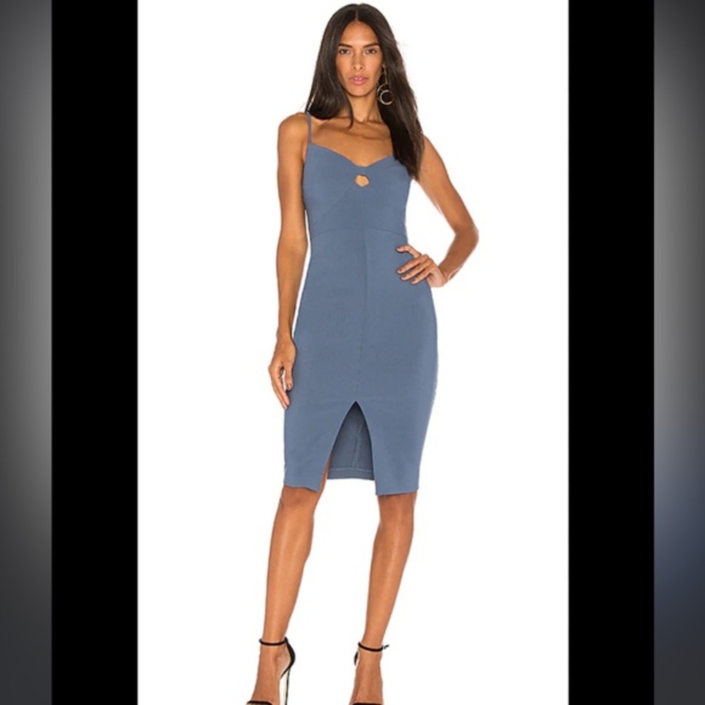 Likely from REVOLVE - Denlan Dress in Steel Bluesize 4 sold out on site